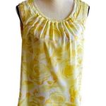Talbots beautiful yellow floral blouse, pleated collar, sleeveless, excellent condition, size xs Photo 0
