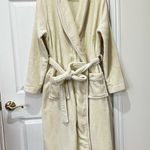 Nordstrom Cozy Ivory Flannel Fleece Long Robe With Pocket An Belt Size XL Photo 0