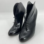 Gucci  Black Leather Curved Kim Lace Up Ankle Boots 39.5 Photo 6