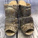 BCBGMAXAZRIA BCBGmaxazaria faux snake tan laser sandal heels women's size 6.5 BCBG‎ Photo 3