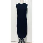 Vince  Ribbed Knit Fitted Pencil Midi‎ Dress Sleeveless Scoop Neck Black Large Photo 12