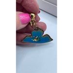 Vintage enamel hand painted boho festival clip earrings Blue Photo 4