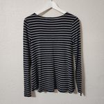 Athleta  Striped Modal Blend‎ T-Shirt Size XXS Long Sleeve Black White Photo 2