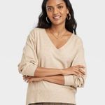A New Day Sweater Size Small Oatmeal V Neck Knit Top Fine Gauge Pullover Target Photo 2