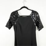 Calvin Klein Black Sequin Sleeves Hidden Back Zipper Lined Maxi Dress, Size 4 Photo 5