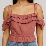 American Eagle  Mauve Babydoll Ruffled Peplum Cropped Tank Top Photo 0