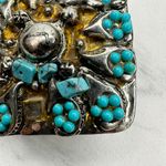 Faux Turquoise Studded Silver Tone Belt Buckle Photo 5