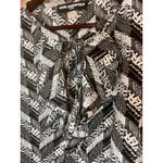 Karl Lagerfeld Karl Lagerfield Paris Tie Front Ruffle Long Sleeve Blouse Black White Medium Photo 4