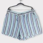 Liz Claiborne Blue Striped Linen Shorts NWOT Size XXL Preppy Striped Shorts Photo 0