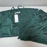 Ekouaer  Green Satin Camisole and Shorts Set L Photo 3