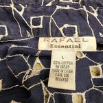 Rafael Essential navy long sleeve eyelet geo print cotton blue collar shirt L Size L Photo 2