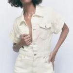 ZARA  White Denim Romper Shorts Photo 0