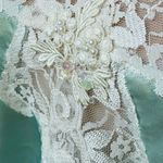 VTG California Dynasty Satin Fairy Cottagecore Etherial Lace Slip Dress Medium Green Photo 10