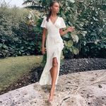 Lulus Eternal Bond White Satin Ruffled Flutter Sleeve Maxi Dress Photo 1