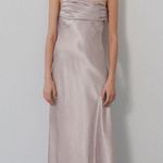 ZARA SATIN LINGERIE STYLE MIDI DRESS Straight Neck Adjustable Thin Straps GRAY XS NEW Photo 3