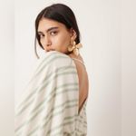 ASOS NWOT  EDITION vneck drapey maxi dress in linen mix cream green stripe size 6 Photo 2