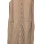 Talbots Linen Blend Button Front V Neck sleeveless Dress Tan 4 Petite Photo 0