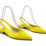 Christian Louboutin Citron Perforated Suede Spiked Hall Slingback Flats Size 40 Photo 2