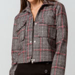Ivy + Main Black Red and White Plaid Blazer Jacket Sz S Photo 0