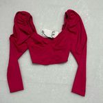 ZARA NEW- hot pink long sleeve corset crop top size medium Photo 0