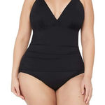 La Blanca Island Goddess Cross-Back One Piece Black Size 6 Photo 0