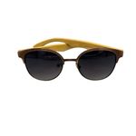 Bamboo Wood & Bronze Round Sunglasses – Gradient Lenses, Unisex Vintage Style Photo 3