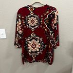 LuLaRoe Tunic Top Large Paisley Print 3/4 Wide Sleeve V Neck Burgundy Red Womens Photo 6