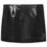 Mango Animal Print Effect Mini Skirt Black Faux Leather XL Photo 1