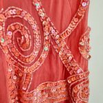 Oleg Cassini Black Tie Peachy Pink Sequin Beaded Mini Dress Embellished size 12 Photo 9