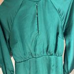 Lulus Delightful Endeavor Emerald Green Satin Long Sleeve Mini Dress Photo 5
