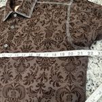 Italian Shoemakers Vintage Italia Size Medium Brown Velvet Shirt Floral Damask Pattern Cotton L/S Photo 8