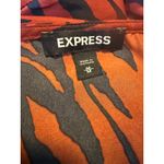 EXPRESS brown Red Black Tiger Print Y2K boho Long Sleeve Wrap Mini Dress M Photo 2