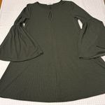 Love Riche  Black Ribbed Bell Wide Sleeve Swing Shift Knee Dress Size MEDIUM Boho Photo 5