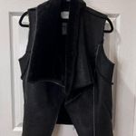 Chic Black Faux Shearling Moto Vest Asymmetrical Zip Front Sleeveless Jacket Size M Photo 0