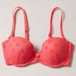 Anthropologie By Eloise Neon Pink Coral Mesh Swiss Dot Convertible Strap Bra 34C Photo 0
