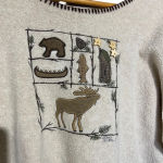 Vintage Nature Camping Outdoors Embroidered Tan Brown Sweater Size Large Photo 2