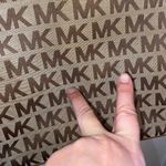 Michael Kors Jet Set brown & tan canvas Logo Tote Handbag satchel shoulder Purse Photo 4