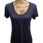 Athleta  Navy Blue Scoop Neck Short Sleeve T Shirt Top Womens Size S Photo 0