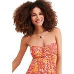 Anthropologie Women's Harem Strapless Jumpsuit Orange Printed Size S Photo 3