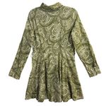 ZARA NWT  L Green Paisley Dress Boho Buttoned Midi 100% Cotton Summer Fest 70s Photo 1