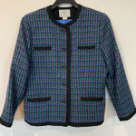 Amanda Smith  Vintage Blazer Set Jacket Dress Plaid  Purple Green Checked wool 14 Photo 0