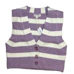 For Love & Lemons  Purple Stripe Sleeveless Cropped Sweater Vest Medium New Photo 21