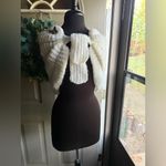 Vintage handmade knit cream sweater tie shoulder shawl, one size White Size undefined Photo 1