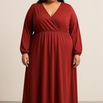 Women's Amazon Essential's Red Polyester Dress with Pockets Photo 0