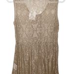 A’reve tan shiny lace peplum sleeveless top with bejeweled front embroidery sz M Size M Photo 1