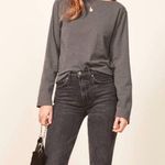 Reformation Long Sleeve Top Grey Solid Pullover Tee Small Photo 1