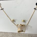 Guess Butterfly Red Rhinestone Gold Tone Earring And Necklace Set Photo 4