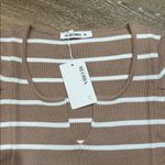 Striped Brown and White Sweater deep v neck Size XL Photo 1