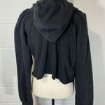 OTL Black Cropped Distressed Hoodie with Raw Hem Size L Photo 8