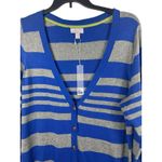 JCP Cashmere Blend Cardigan 1X Blue Gray Stripe Long Sleeve Button Front NWT Photo 3